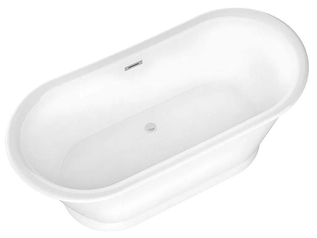 Banheira De Pousar*Shower & Design Banheira Clássica Oval Estilo Retro De 180 L, Dimensoes 150 X 74 X 63 Cm Cor Branco Em Acrilico - Pelmato