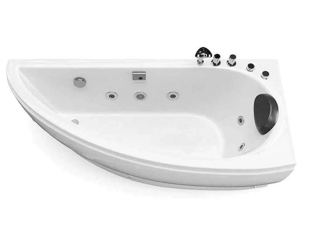 Banheira De Hidromassagem*Shower & Design Banheira De Hidromassagem Assimetrica Branca, 1 Lugar, 160X75 Cm, Canto Direito - Tabana