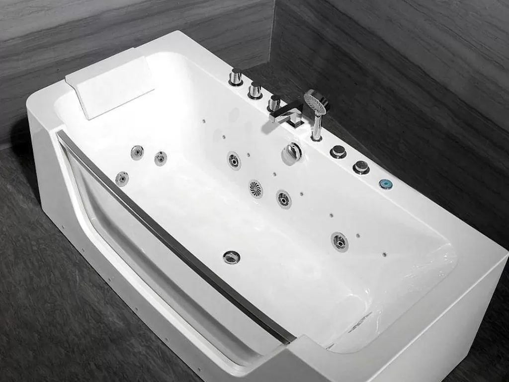 Banheira De Hidromassagem*Shower & Design Banheira De Hidromassagem De Vidro Com Leds Dyona - 1 Péssoa - 260L - 170X85X58 Cm - Branco