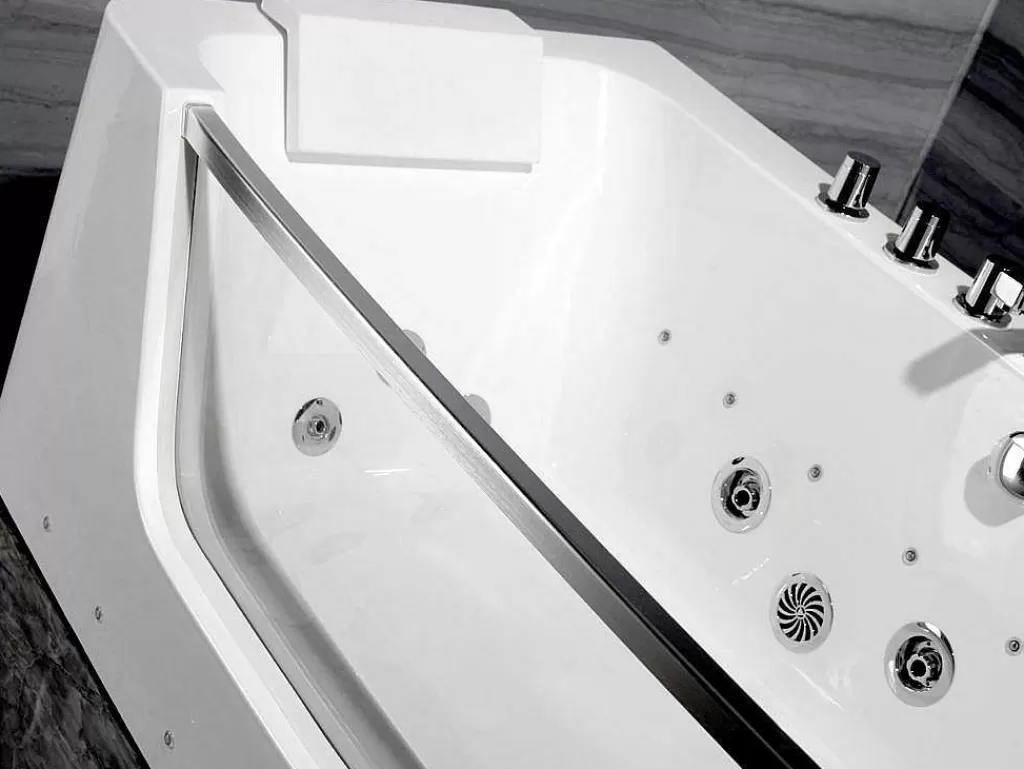 Banheira De Hidromassagem*Shower & Design Banheira De Hidromassagem De Vidro Com Leds Dyona - 1 Péssoa - 260L - 170X85X58 Cm - Branco