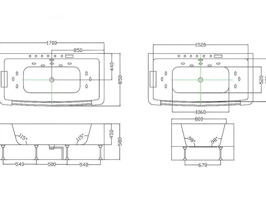 Banheira De Hidromassagem*Shower & Design Banheira De Hidromassagem De Vidro Com Leds Dyona - 1 Péssoa - 260L - 170X85X58 Cm - Branco