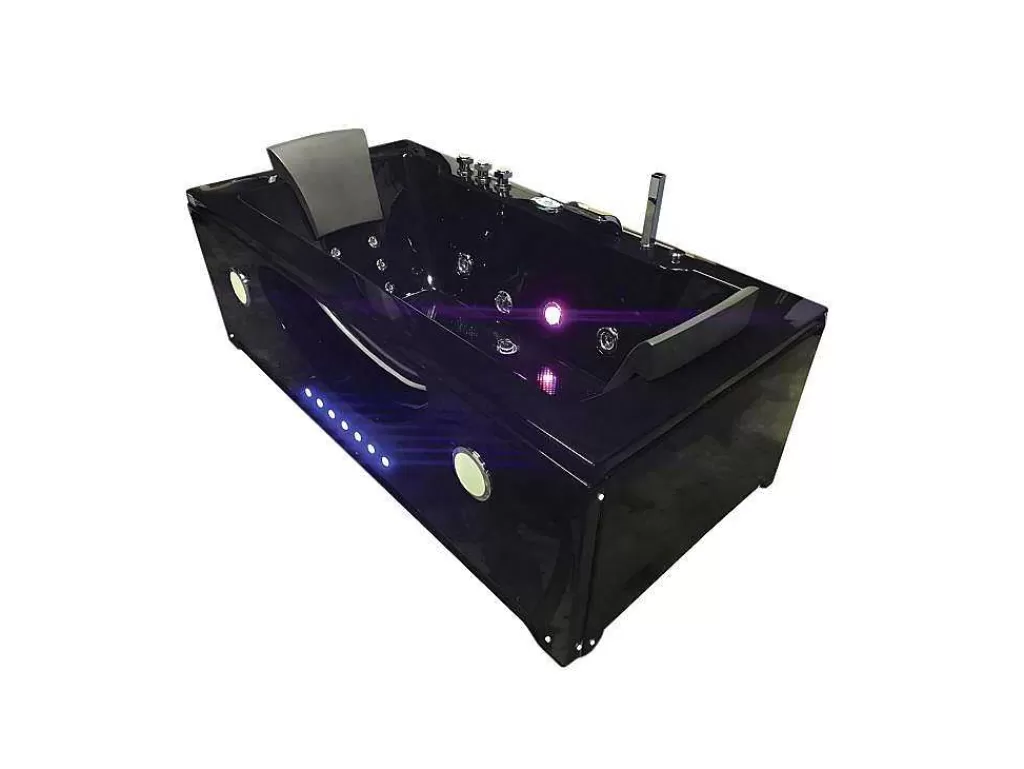 Banheira De Hidromassagem*ELITESHOPPING Banheira De Hidromassagem Preta 180 X 90 Cm Cromoterapia 16 Jatos - Gardenia