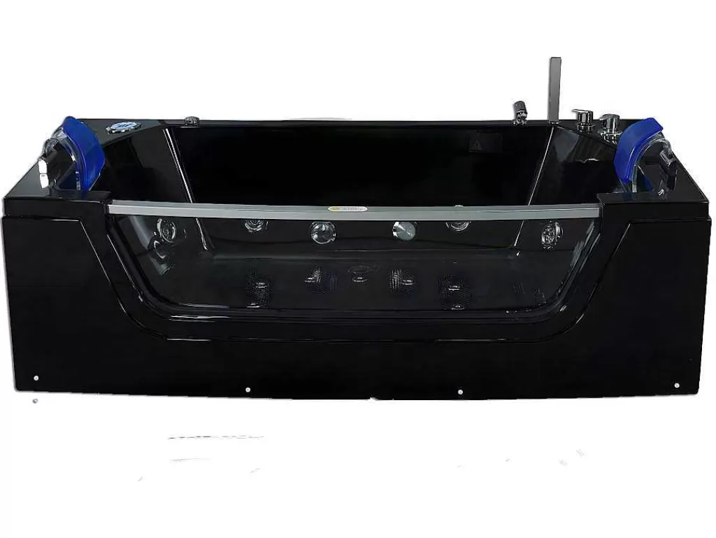 Banheira De Hidromassagem*ELITESHOPPING Banheira De Hidromassagem Preta 180 X 90 Cm Vidro Frontal 14 Jatos - Cherry