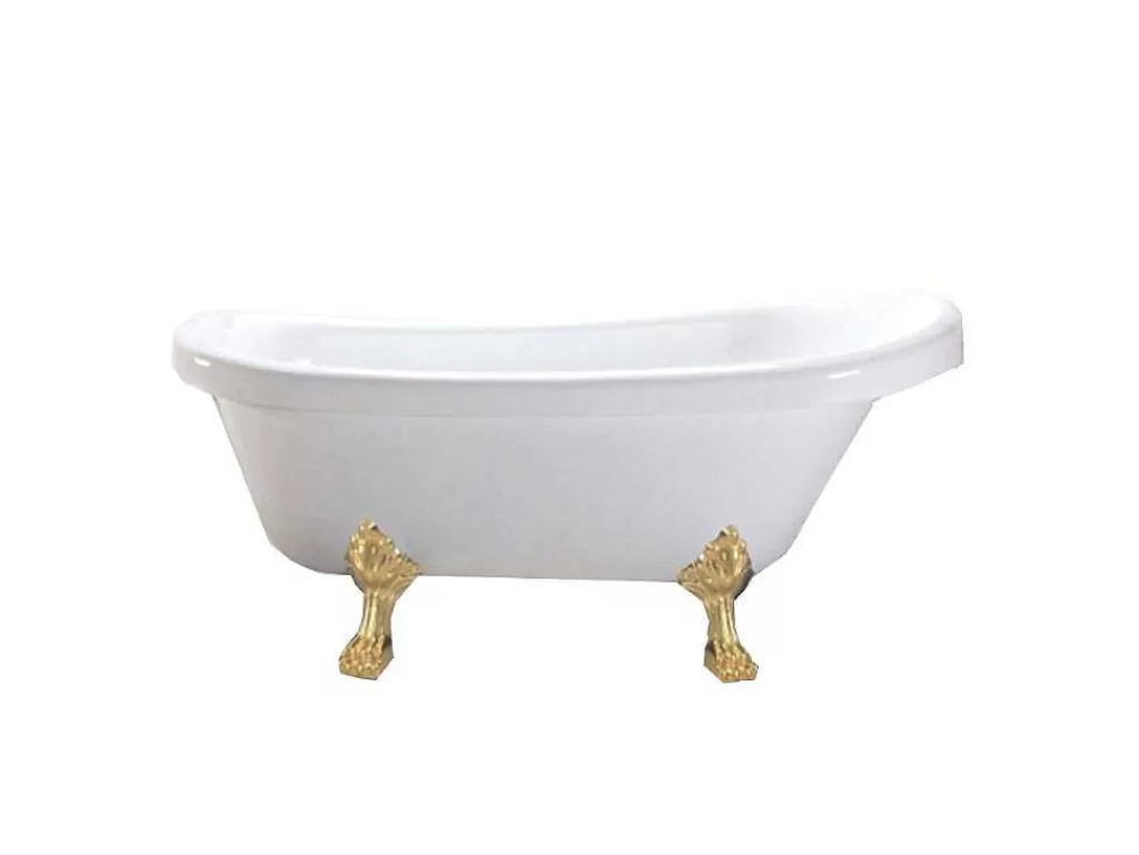 Banheira Com Pés*ELITESHOPPING Banheira De Ilha Vintage 170 X 80 Cm Com Pés Dourados E Torneira - Marigold