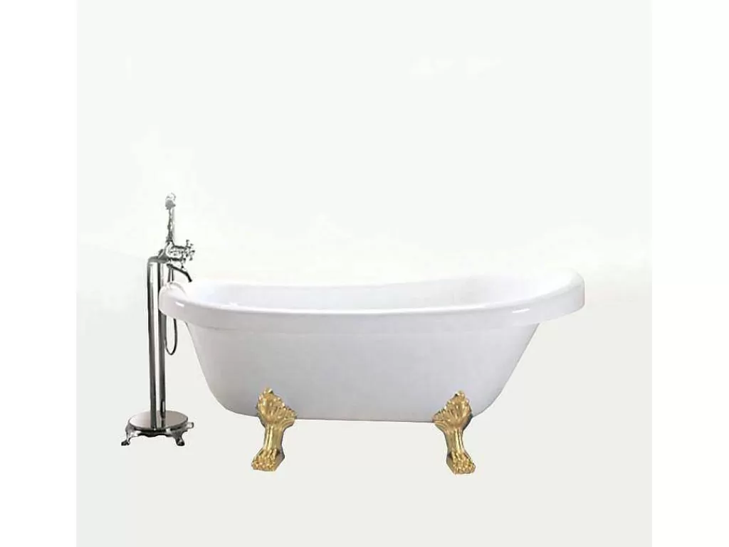 Banheira Com Pés*ELITESHOPPING Banheira De Ilha Vintage 170 X 80 Cm Com Pés Dourados E Torneira - Marigold