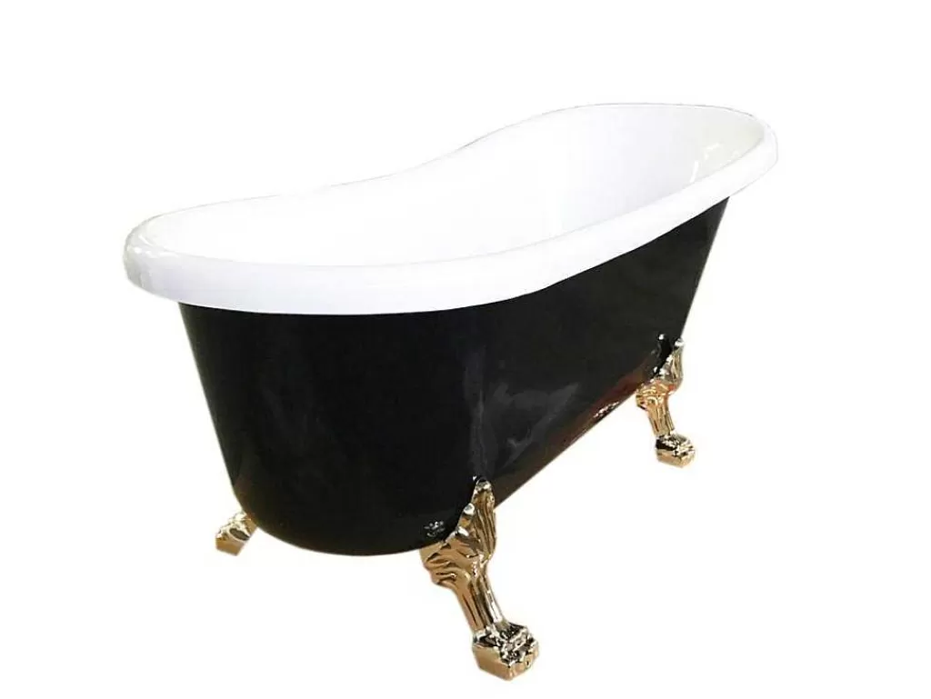 Banheira Com Pés*ELITESHOPPING Banheira De Ilha Vintage Preta 170 X 80 Cm Com Pés Dourados - Marigold Noir