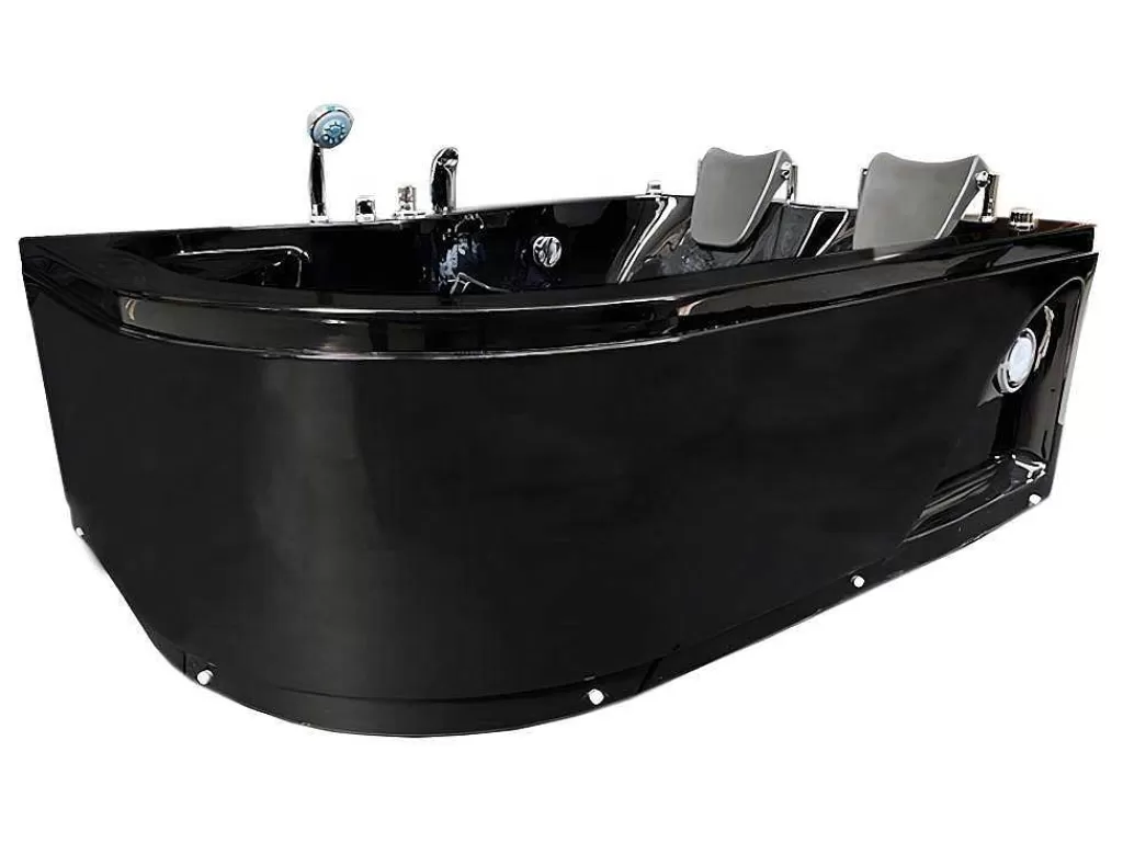 Banheira De Hidromassagem*ELITESHOPPING Banheira Hidromassagem Preta 170 X 115 Cm Para 2 Péssoas 15 Jatos - Black Dhalia