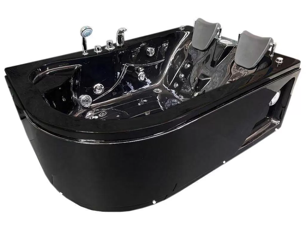 Banheira De Hidromassagem*ELITESHOPPING Banheira Hidromassagem Preta 170 X 115 Cm Para 2 Péssoas 15 Jatos - Black Dhalia
