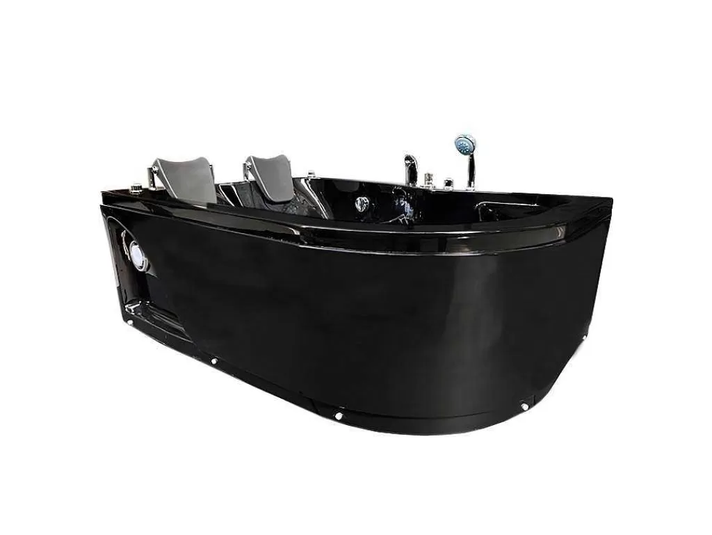Banheira De Hidromassagem*ELITESHOPPING Banheira Hidromassagem Preta 170 X 115 Cm Para 2 Péssoas 15 Jatos - Black Tulip