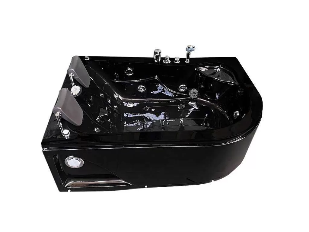Banheira De Hidromassagem*ELITESHOPPING Banheira Hidromassagem Preta 170 X 115 Cm Para 2 Péssoas 15 Jatos - Black Tulip