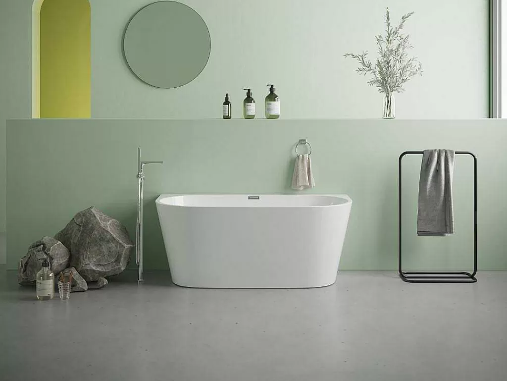 Banheira De Pousar E Encostar*Shower & Design Banheira Semi-Clássica 175 L, 130 X 71,5 X 58 Cm Branca Acrilico - Divina