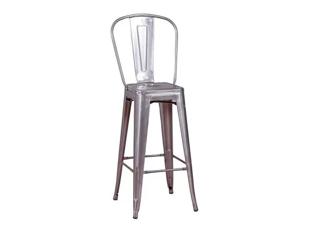Bancos De Bar*Vente-unique Banqueta Industrial Em Aco Metalizado Com Encosto Alto (76Cm) - Bistro - Metal