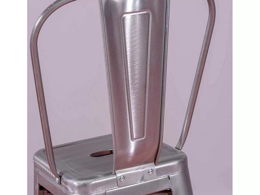 Bancos De Bar*Vente-unique Banqueta Industrial Em Aco Metalizado Com Encosto Alto (76Cm) - Bistro - Metal