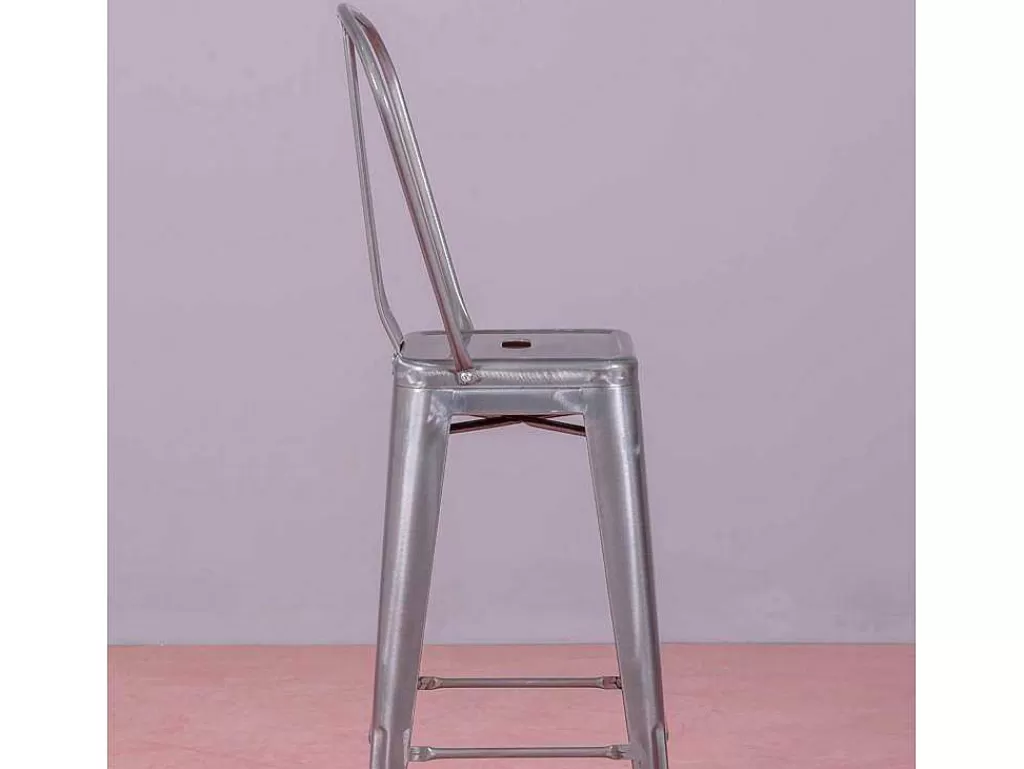 Bancos De Bar*Vente-unique Banqueta Industrial Em Aco Metalizado Com Encosto Alto (76Cm) - Bistro - Metal