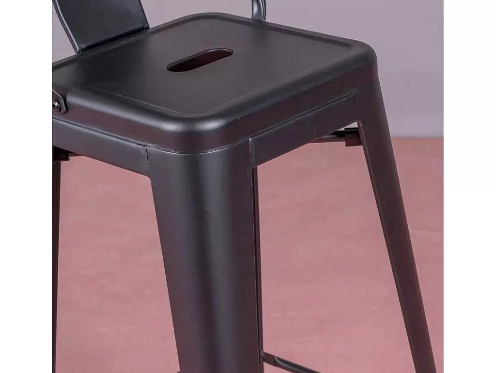 Bancos De Bar*Vente-unique Banqueta Metalica Em Aco Lacado Com Encosto Alto (76Cm) - Bistro - Preto
