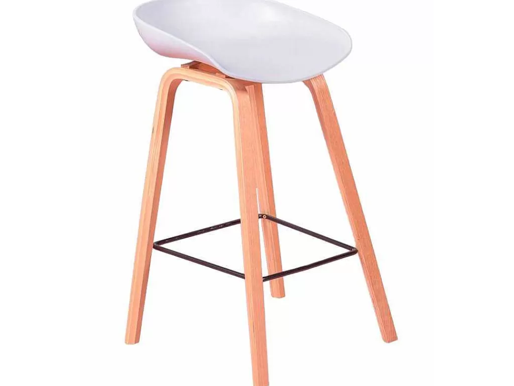 Bancos De Bar*Vente-unique Banqueta Nordica Com Pernas Em Faia (63Cm) - Daxer - Cinza Claro