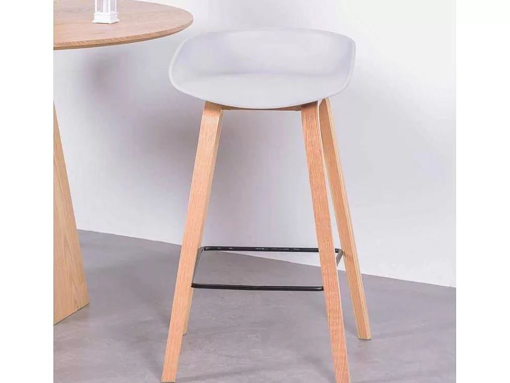 Bancos De Bar*Vente-unique Banqueta Nordica Com Pernas Em Faia (63Cm) - Daxer - Cinza Claro