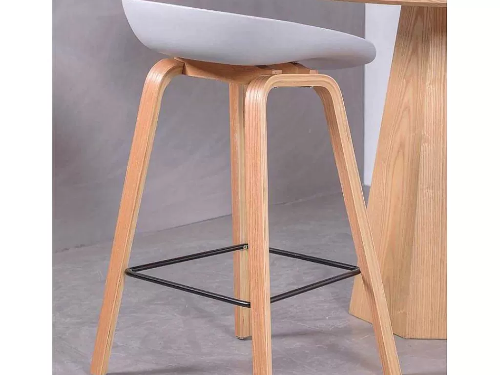 Bancos De Bar*Vente-unique Banqueta Nordica Com Pernas Em Faia (63Cm) - Daxer - Cinza Claro