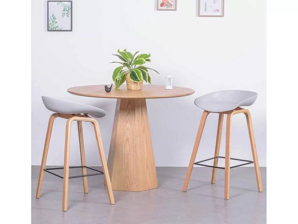 Bancos De Bar*Vente-unique Banqueta Nordica Com Pernas Em Faia (63Cm) - Daxer - Cinza Claro