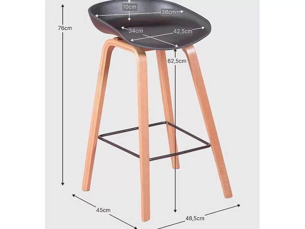 Bancos De Bar*Vente-unique Banqueta Nordica Com Pernas Em Faia (63Cm) - Daxer - Cinza Claro