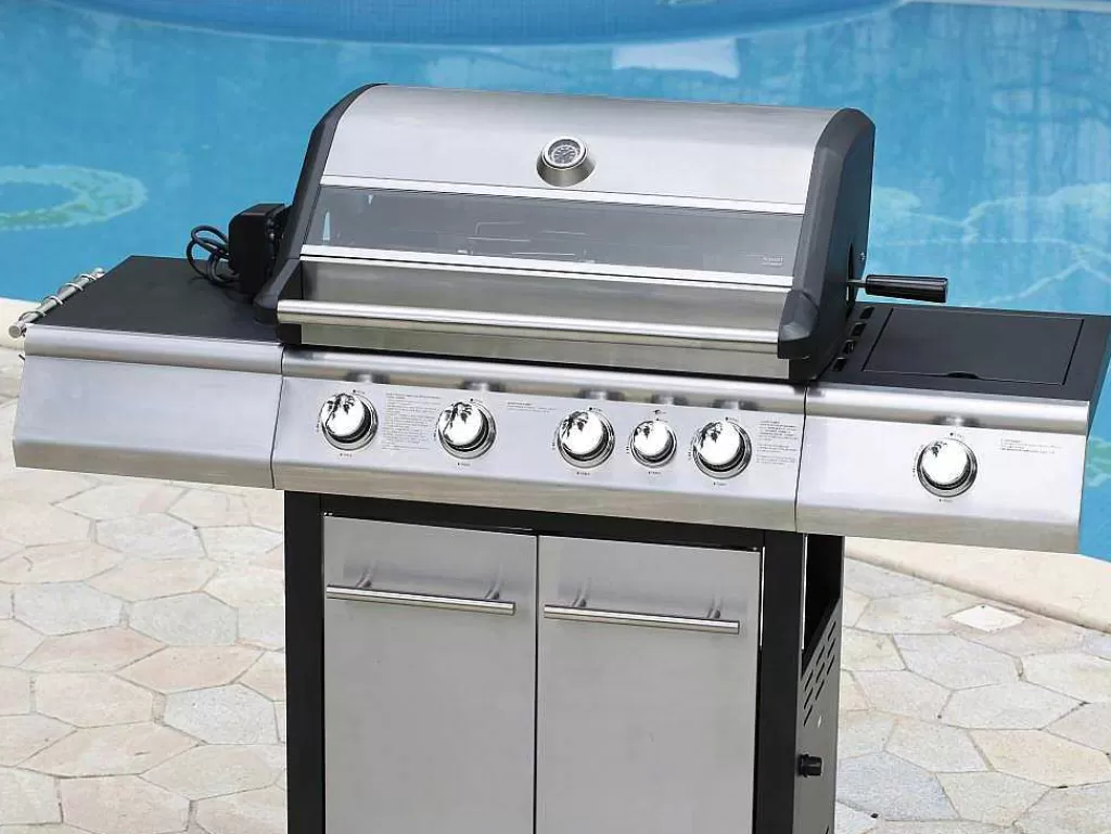 Barbecue, Braseiro De Jardim, Plancha*Vente-unique Barbecue A Gas Com 4 Bicos, 1 Fogao Lateral E 1 Assador 148X56X121 Cm - Roasty