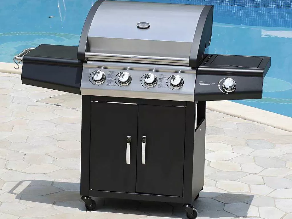 Barbecue, Braseiro De Jardim, Plancha*Vente-unique Barbecue A Gas Com 4 Bicos E 1 Fogao Lateral 143X54X115 Cm - Smoky