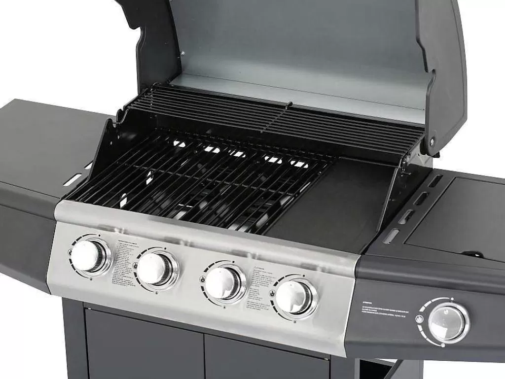 Barbecue, Braseiro De Jardim, Plancha*Vente-unique Barbecue A Gas Com 4 Bicos E 1 Fogao Lateral 143X54X115 Cm - Smoky