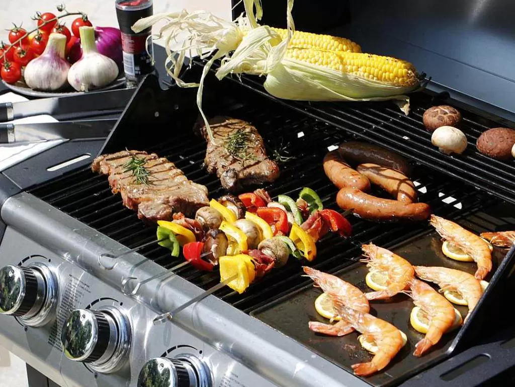 Barbecue, Braseiro De Jardim, Plancha*Vente-unique Barbecue A Gas Com 4 Bicos E 1 Fogao Lateral 143X54X115 Cm - Smoky