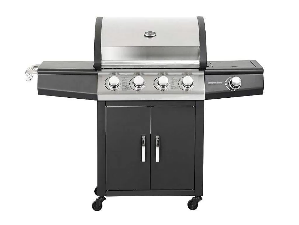 Barbecue, Braseiro De Jardim, Plancha*Vente-unique Barbecue A Gas Com 4 Bicos E 1 Fogao Lateral 143X54X115 Cm - Smoky