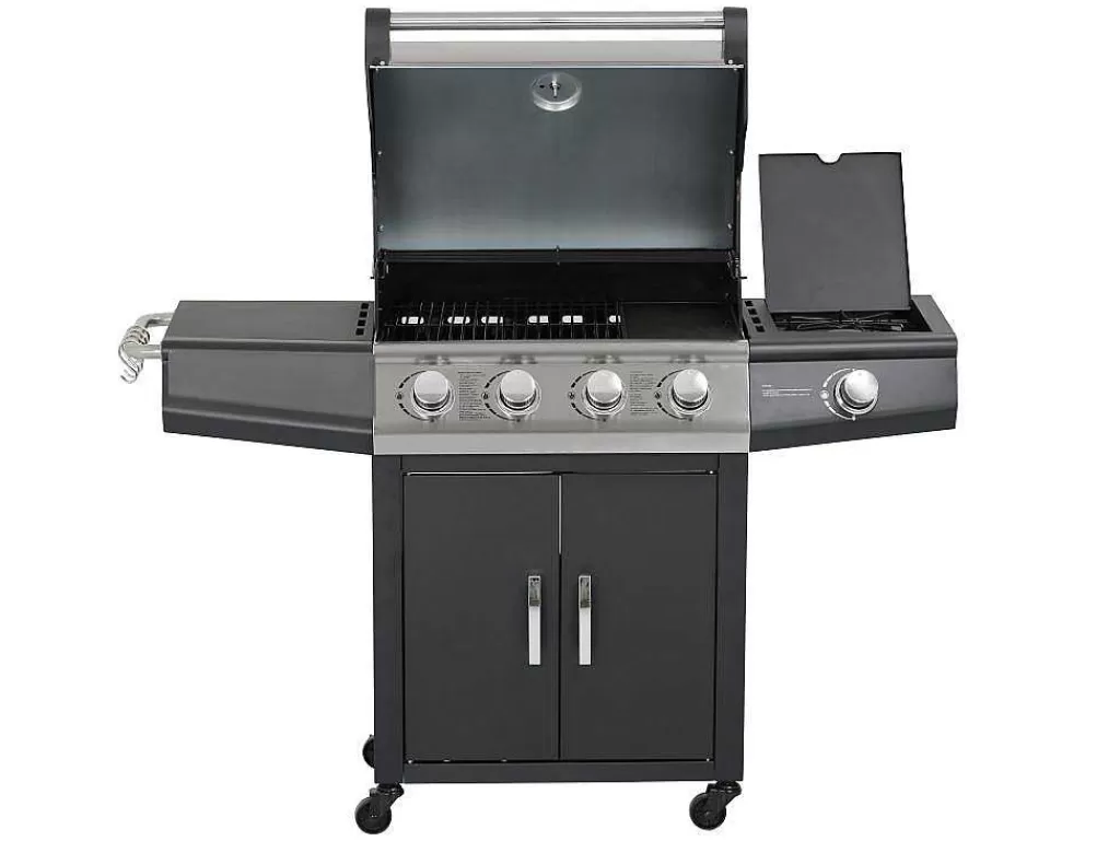 Barbecue, Braseiro De Jardim, Plancha*Vente-unique Barbecue A Gas Com 4 Bicos E 1 Fogao Lateral 143X54X115 Cm - Smoky