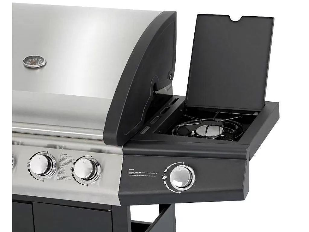 Barbecue, Braseiro De Jardim, Plancha*Vente-unique Barbecue A Gas Com 4 Bicos E 1 Fogao Lateral 143X54X115 Cm - Smoky