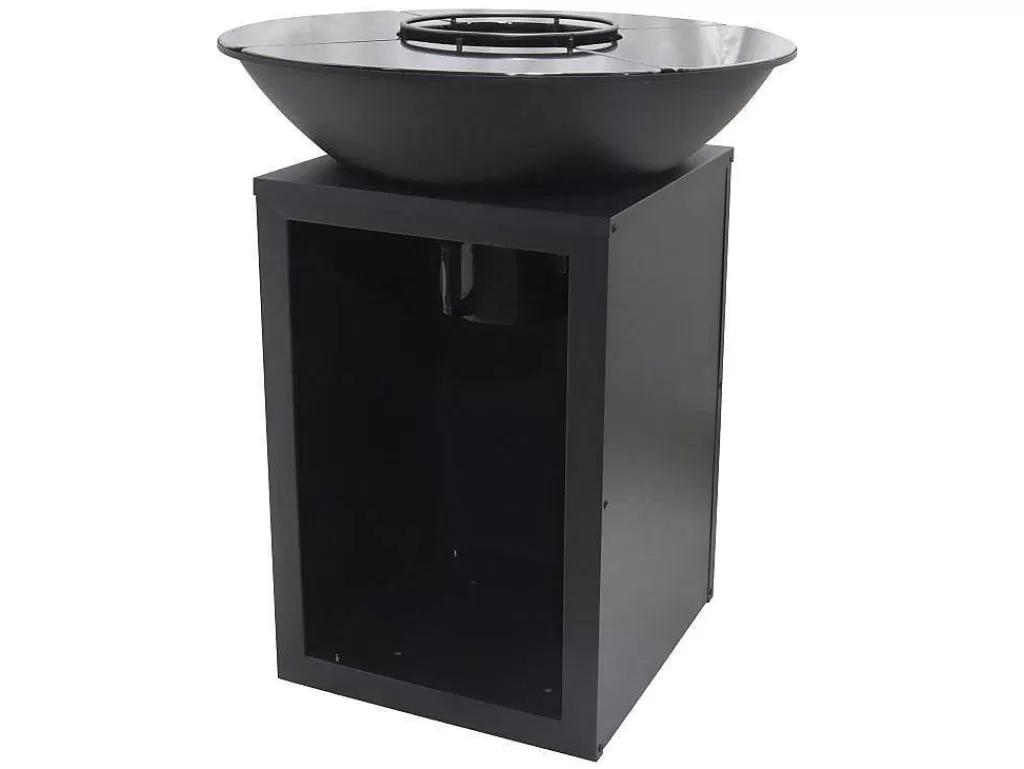 Barbecue, Braseiro De Jardim, Plancha*Vente-unique Barbecue Grelhador Braseiro A Carvao E Madeira Com Arrumação 80 X 80 X 96 Cm Preto - Ignos