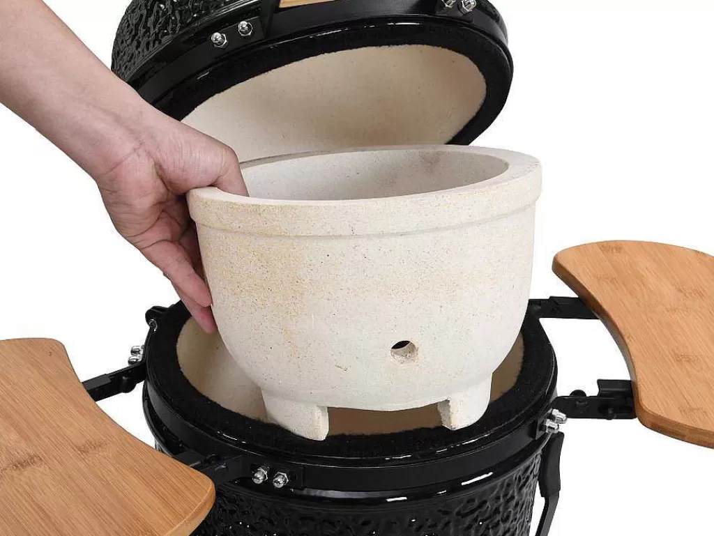 Barbecue, Braseiro De Jardim, Plancha*Vente-unique Barbecue Kamado A Carvao Em Ceramica E Bambu 32 X 52 X 94 Cm - Eriko