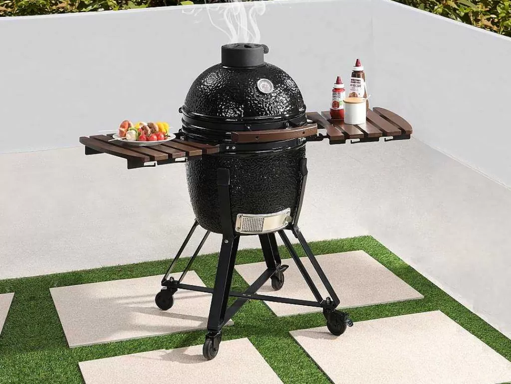 Barbecue, Braseiro De Jardim, Plancha*Vente-unique Barbecue Kamado A Carvao Em Ceramica E Bambu 45 X 63 X 105 Cm - Izaki