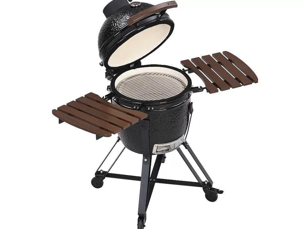 Barbecue, Braseiro De Jardim, Plancha*Vente-unique Barbecue Kamado A Carvao Em Ceramica E Bambu 45 X 63 X 105 Cm - Izaki