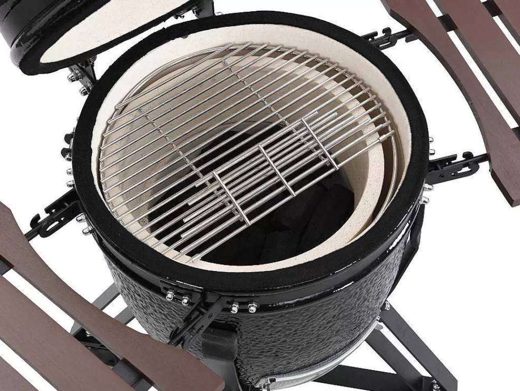 Barbecue, Braseiro De Jardim, Plancha*Vente-unique Barbecue Kamado A Carvao Em Ceramica E Bambu 45 X 63 X 105 Cm - Izaki
