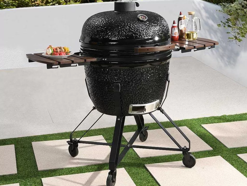Barbecue, Braseiro De Jardim, Plancha*Vente-unique Barbecue Kamado A Carvao Em Ceramica E Bambu 67 X 85 X 120 Cm - Ayumi