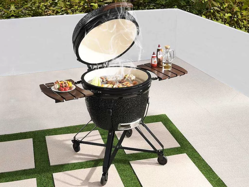Barbecue, Braseiro De Jardim, Plancha*Vente-unique Barbecue Kamado A Carvao Em Ceramica E Bambu 67 X 85 X 120 Cm - Ayumi