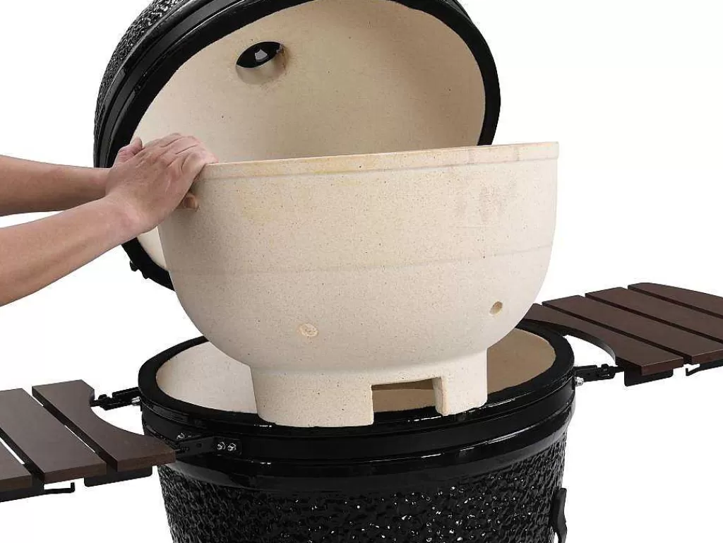 Barbecue, Braseiro De Jardim, Plancha*Vente-unique Barbecue Kamado A Carvao Em Ceramica E Bambu 67 X 85 X 120 Cm - Ayumi
