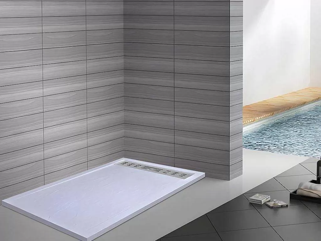 Base De Duche*Shower & Design Base De Chuveiro Com Sifao Incluido De 160X80X4 Cm Em Resina Cor Branco - Lyros