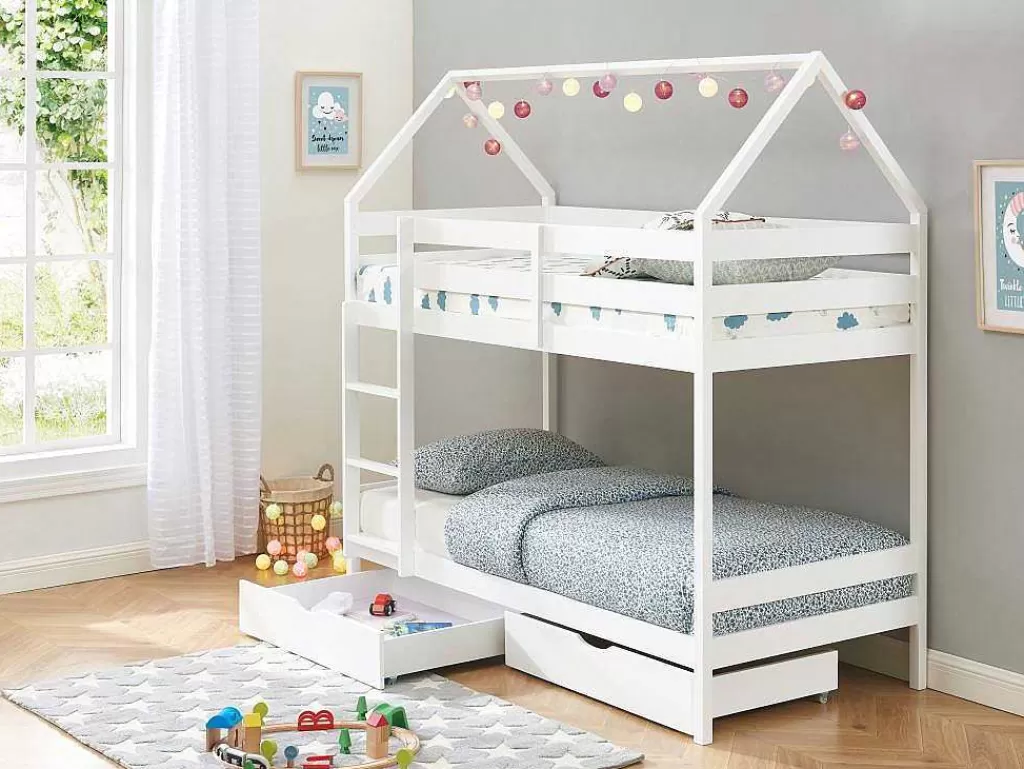 Beliche*Vente-unique Beliche Cabana De 2 X 90 X 190 Cm Com 2 Gavetas Em Pinho Cor Branco - Chori