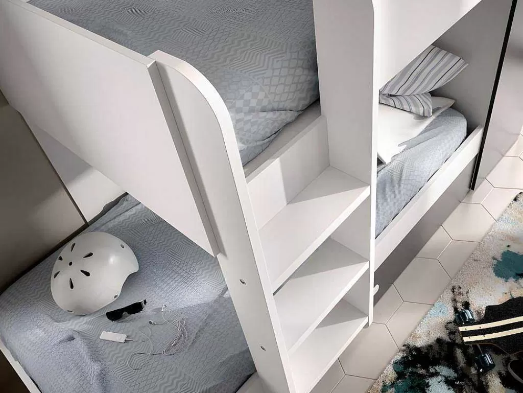 Beliche*Vente-unique Beliche Com Gaveta Cama Dupla E Com Espacos De Arrumação 3X90X190 Cm Cor Antracite E Branco - Anthony