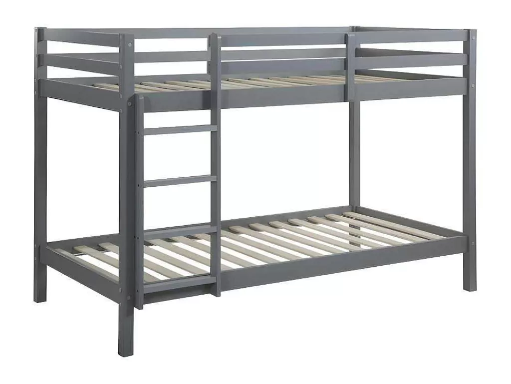 Beliche*Vente-unique Beliche De 2 X 90 X 190 Cm Em Pinho Macico Cor Cinza - Anicet Ii