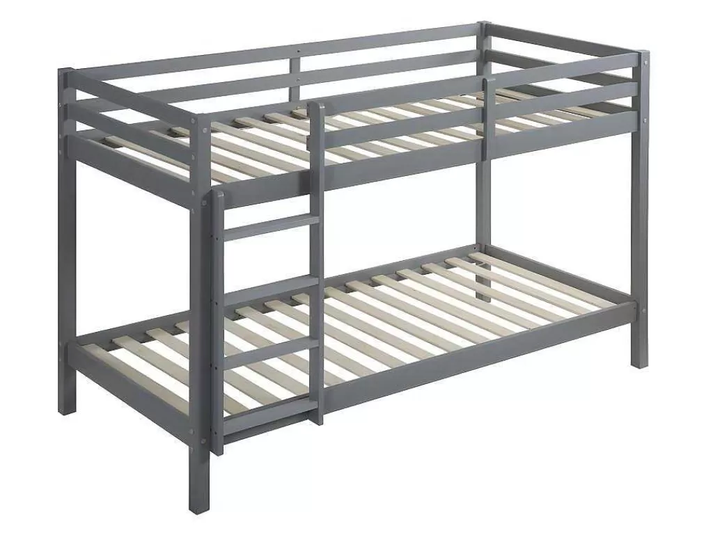 Beliche*Vente-unique Beliche De 2 X 90 X 190 Cm Em Pinho Macico Cor Cinza - Anicet Ii
