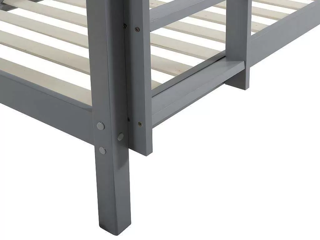 Beliche*Vente-unique Beliche De 2 X 90 X 190 Cm Em Pinho Macico Cor Cinza - Anicet Ii