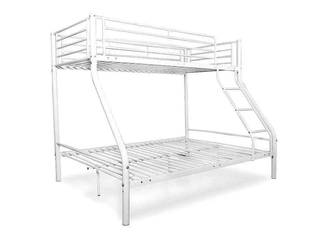 Cama De Adulto*Saldosystocks Beliche Duplo E Solteiro De Metal Para 3 Péssoas, Branco
