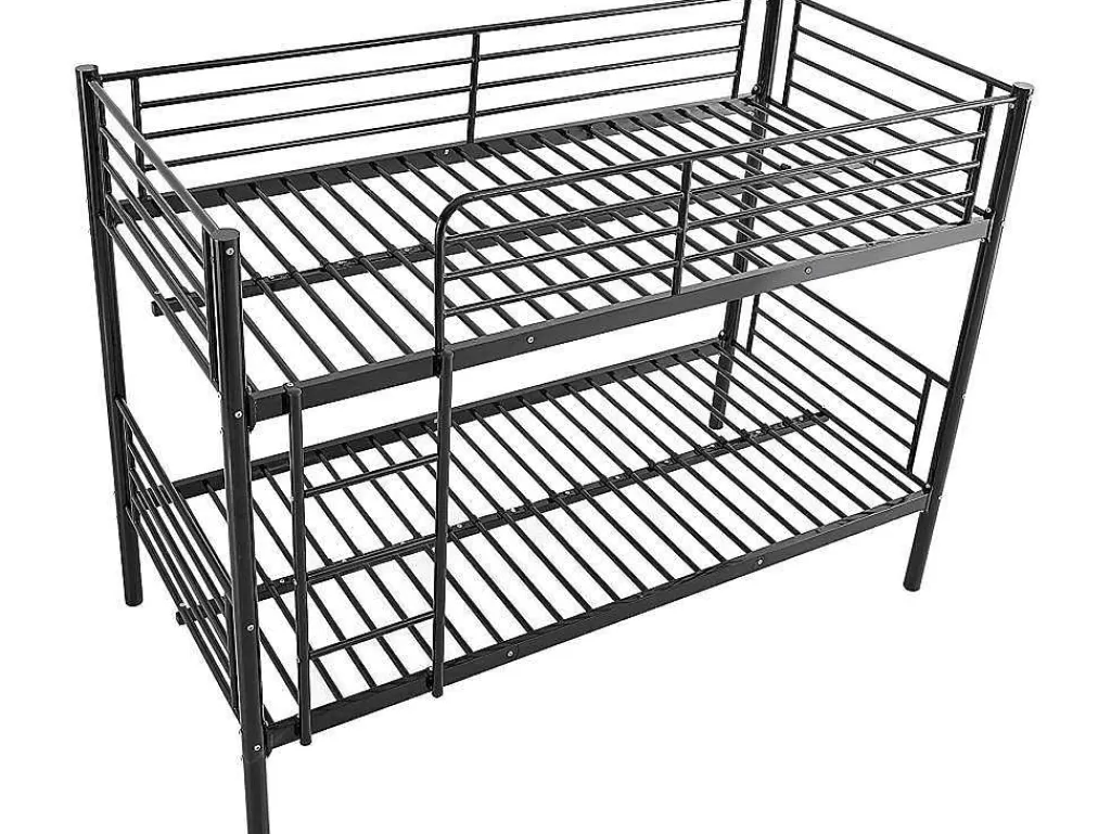 Cama De Adulto*Saldosystocks Beliche Singular As110 Estrutura Metalica Reforcada, Preto, 165X199X96Cm