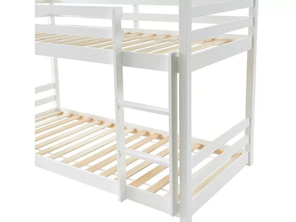 Cama De Criança*Vente-unique Beliche Triplo De 3 X 90 X 200 Cm Em Pinho Cor Branco - Vagar