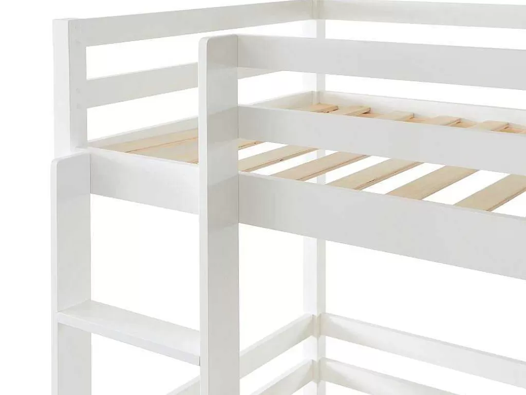 Cama De Criança*Vente-unique Beliche Triplo De 3 X 90 X 200 Cm Em Pinho Cor Branco - Vagar