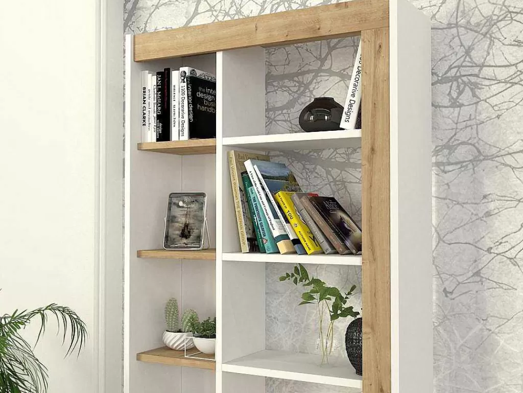 Biblioteca, Vitrina, Estante*Vente-unique Biblioteca Com 10 Nichos Natural Claro E Branco - Silomai